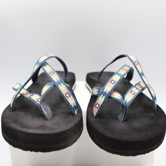 Teva Olowahu Flip Flops Sandals Women's Blue Orange Yellow SN 6840 Size 8 - Picture 4 of 7